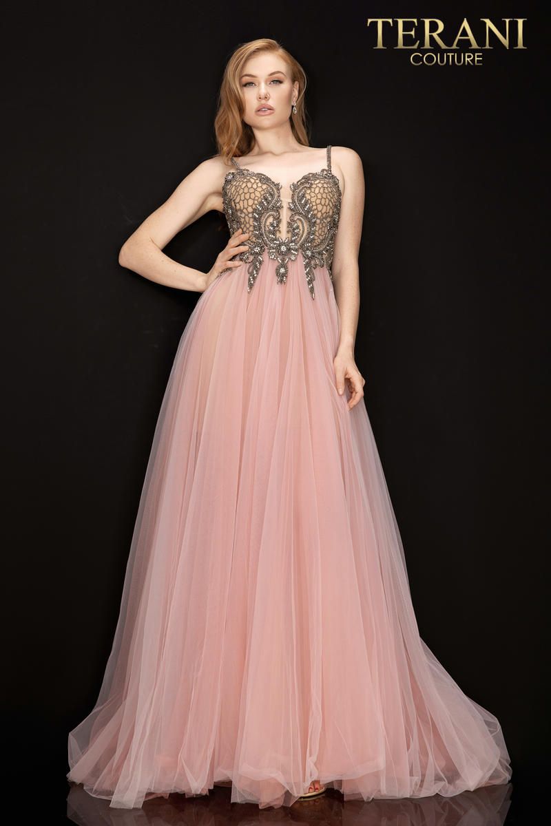 Style 2011P1070 Terani Couture Size 6 Prom Pink Ball Gown on Queenly