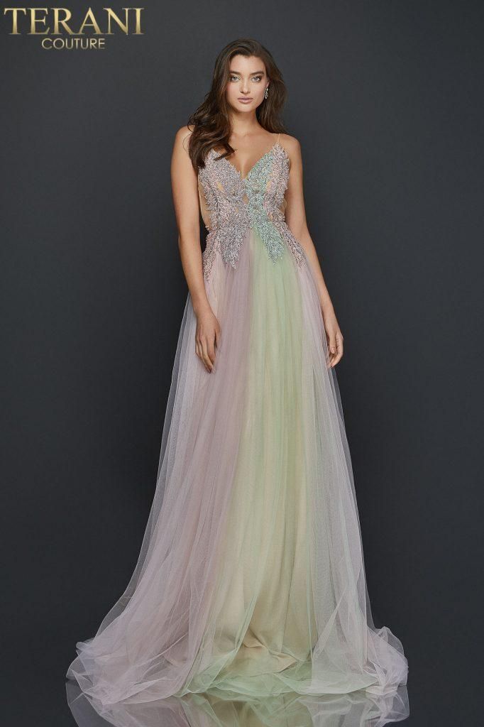Style 2011P1107 Terani Couture Size 10 Prom Multicolor A-line Dress on Queenly