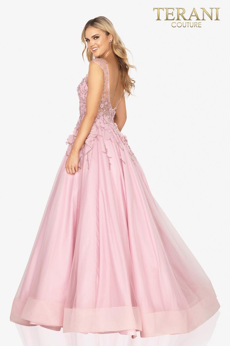 Style 2012P1411 Terani Couture Size 8 Prom Pink Ball Gown on Queenly