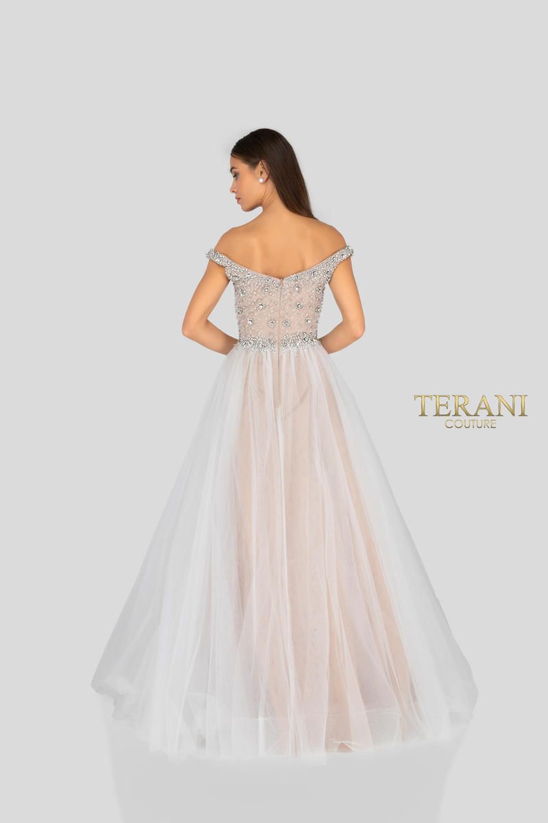 Style 1911P8543 Terani Couture Size 10 Prom Nude Ball Gown on Queenly