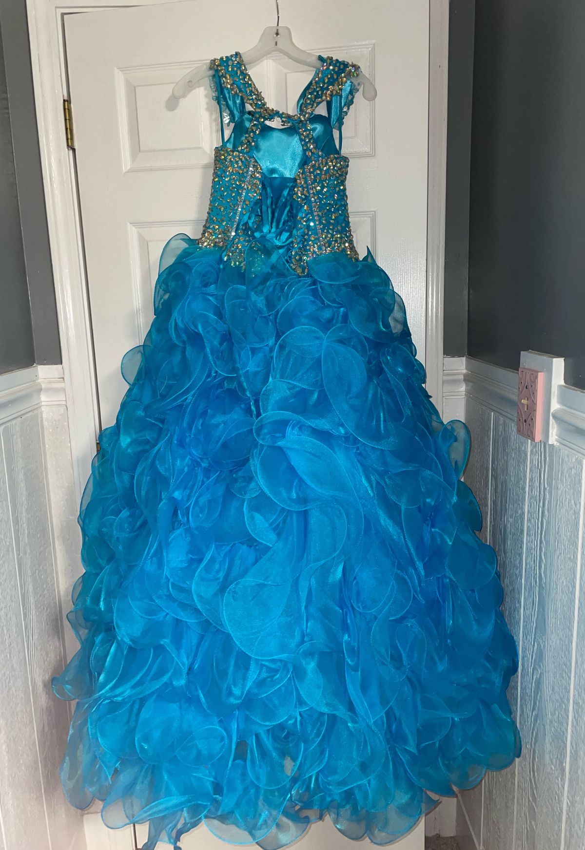 Ritzee Size 10 Pageant Blue Ball Gown on Queenly