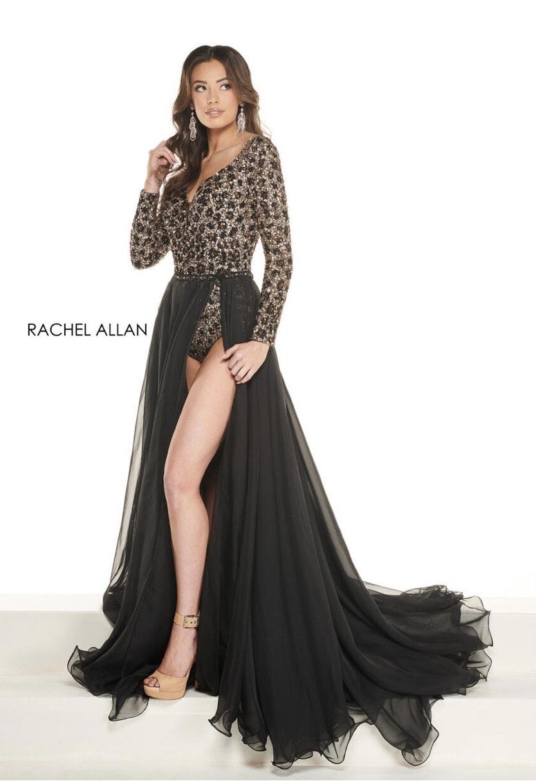 Rachel Allan Size 0 Prom Black Dress With Train on Queenly