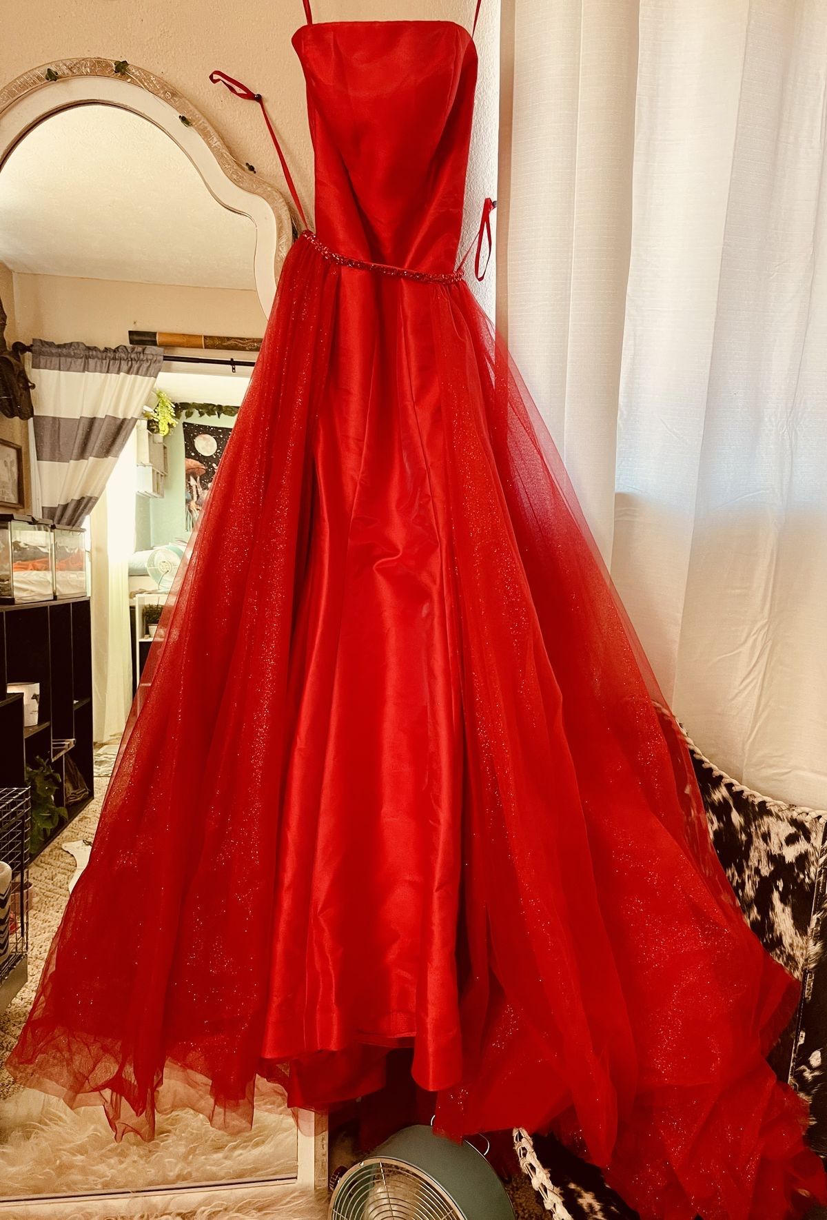 Mori Lee Size 0 Pageant Sequined Red Floor Length Maxi on Queenly