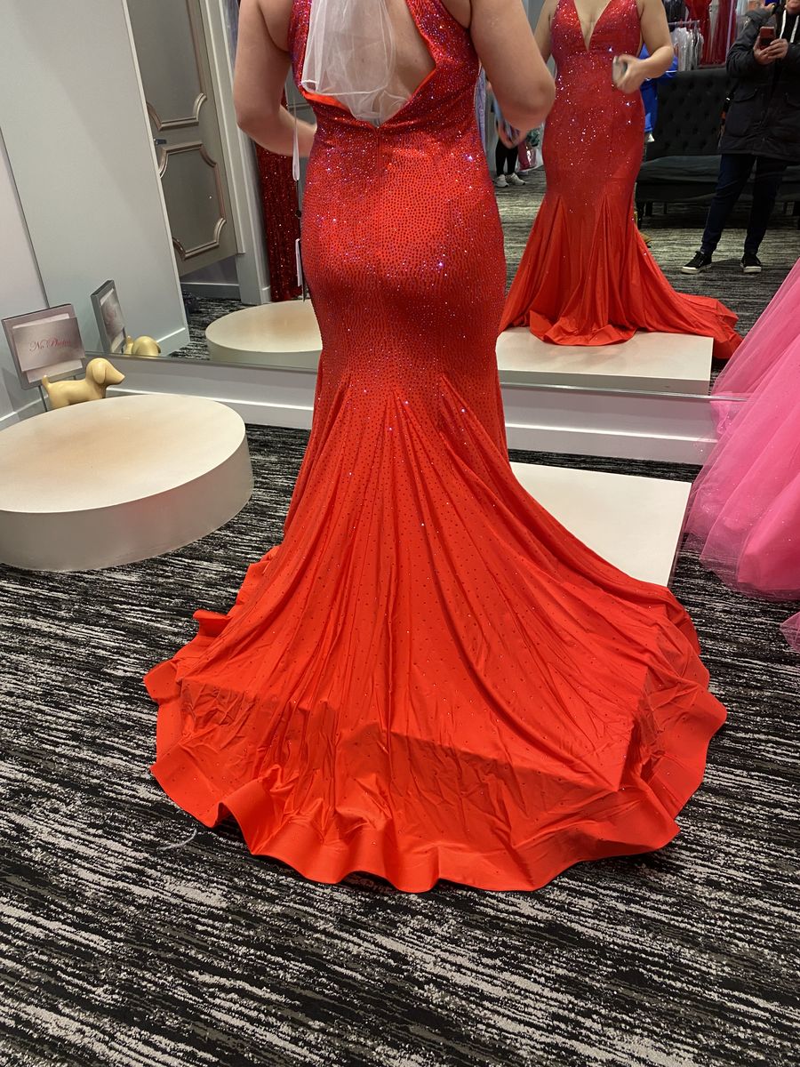 Sherri Hill Size 14 Sequined Red Mermaid Dress on Queenly