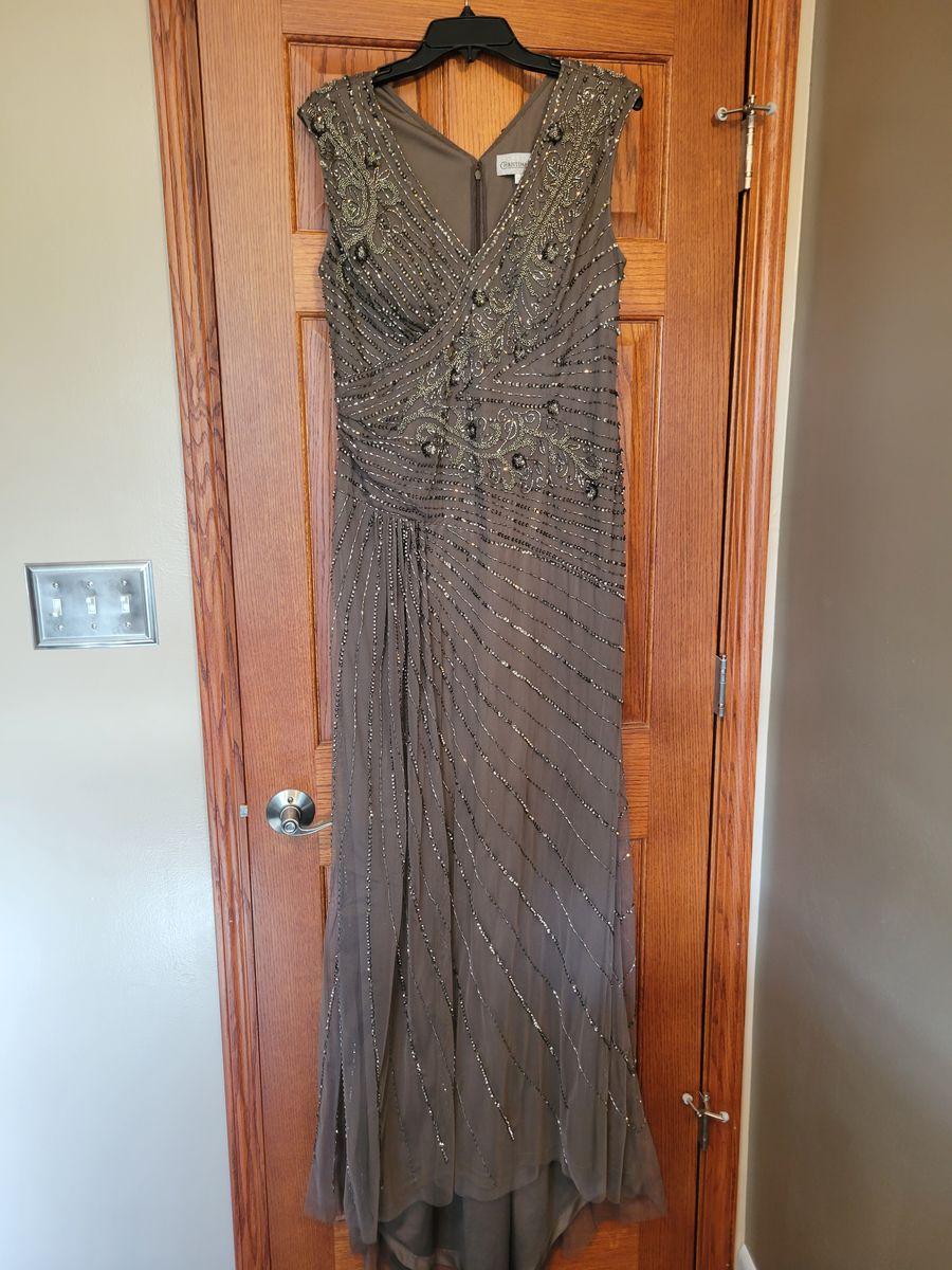 Christina Wu Size 10 Silver Dress With Train on Queenly