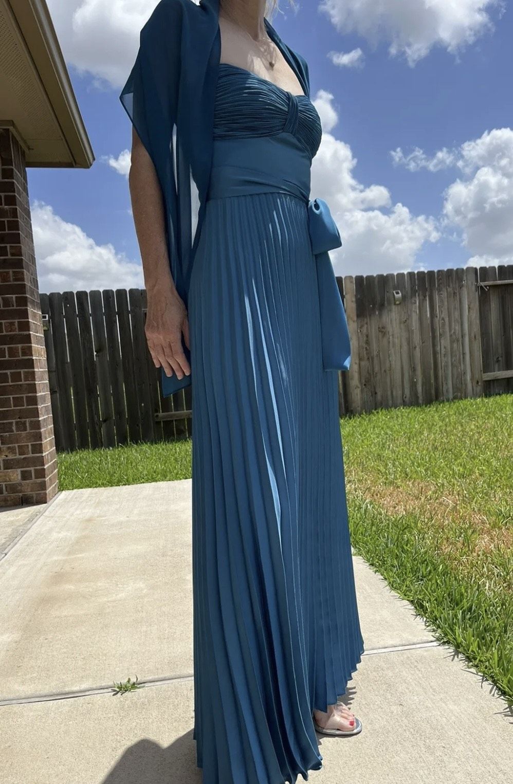 Size 4 Prom Satin Turquoise Blue Floor Length Maxi on Queenly