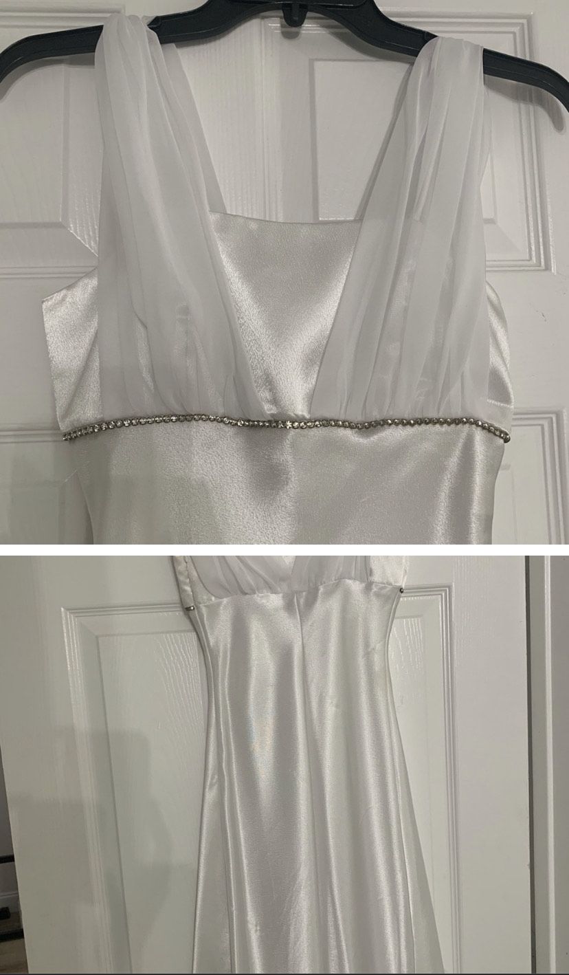 David's Bridal Size 2 Wedding Guest White A-line Dress on Queenly