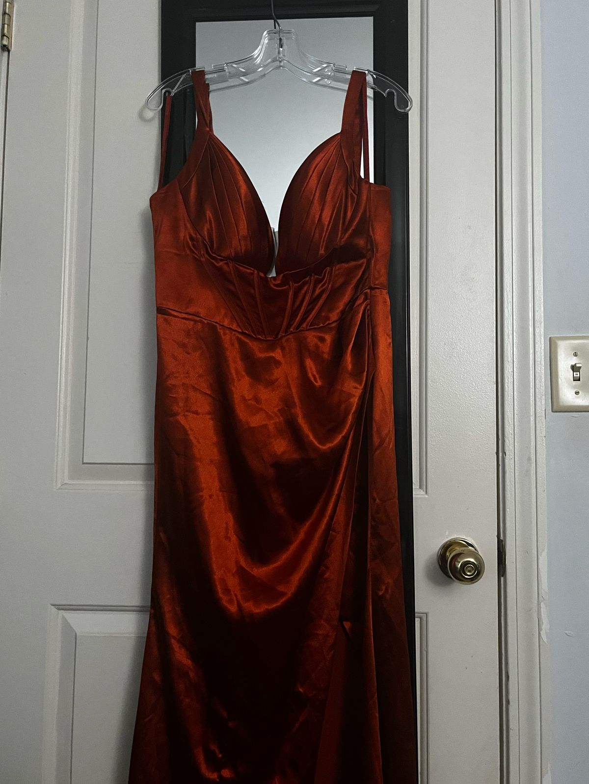 Cinderella Divine Size 14 Prom Orange Side Slit Dress on Queenly