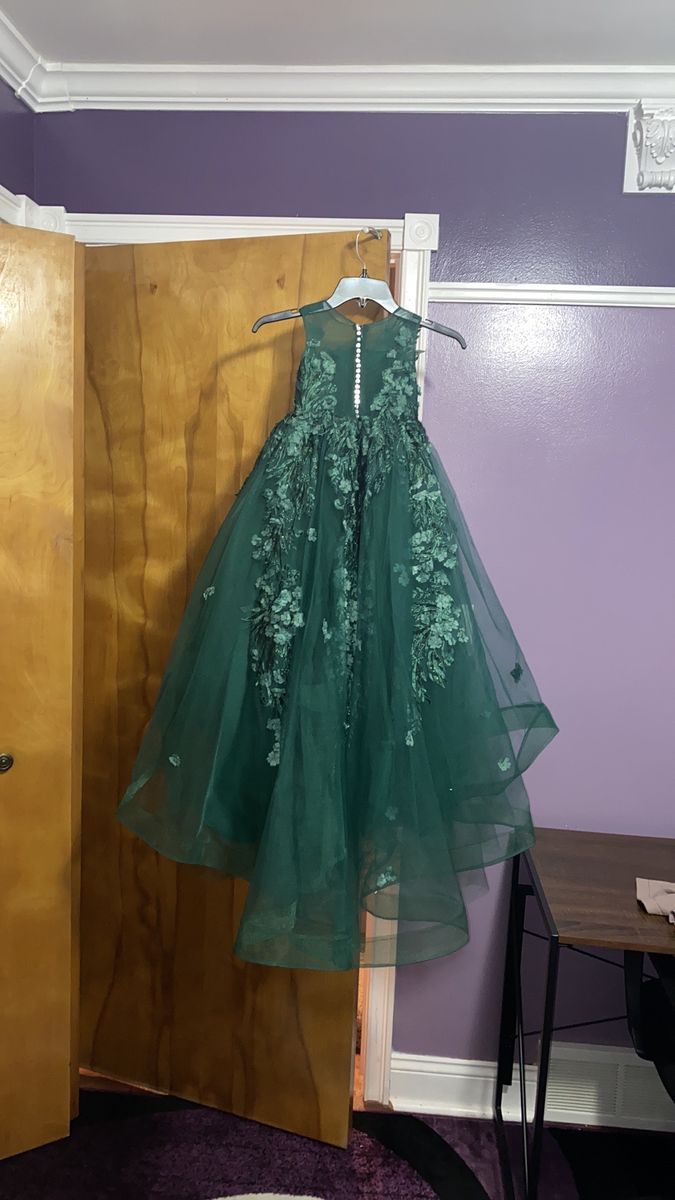 Girls Size 3 Wedding Guest Green Ball Gown on Queenly