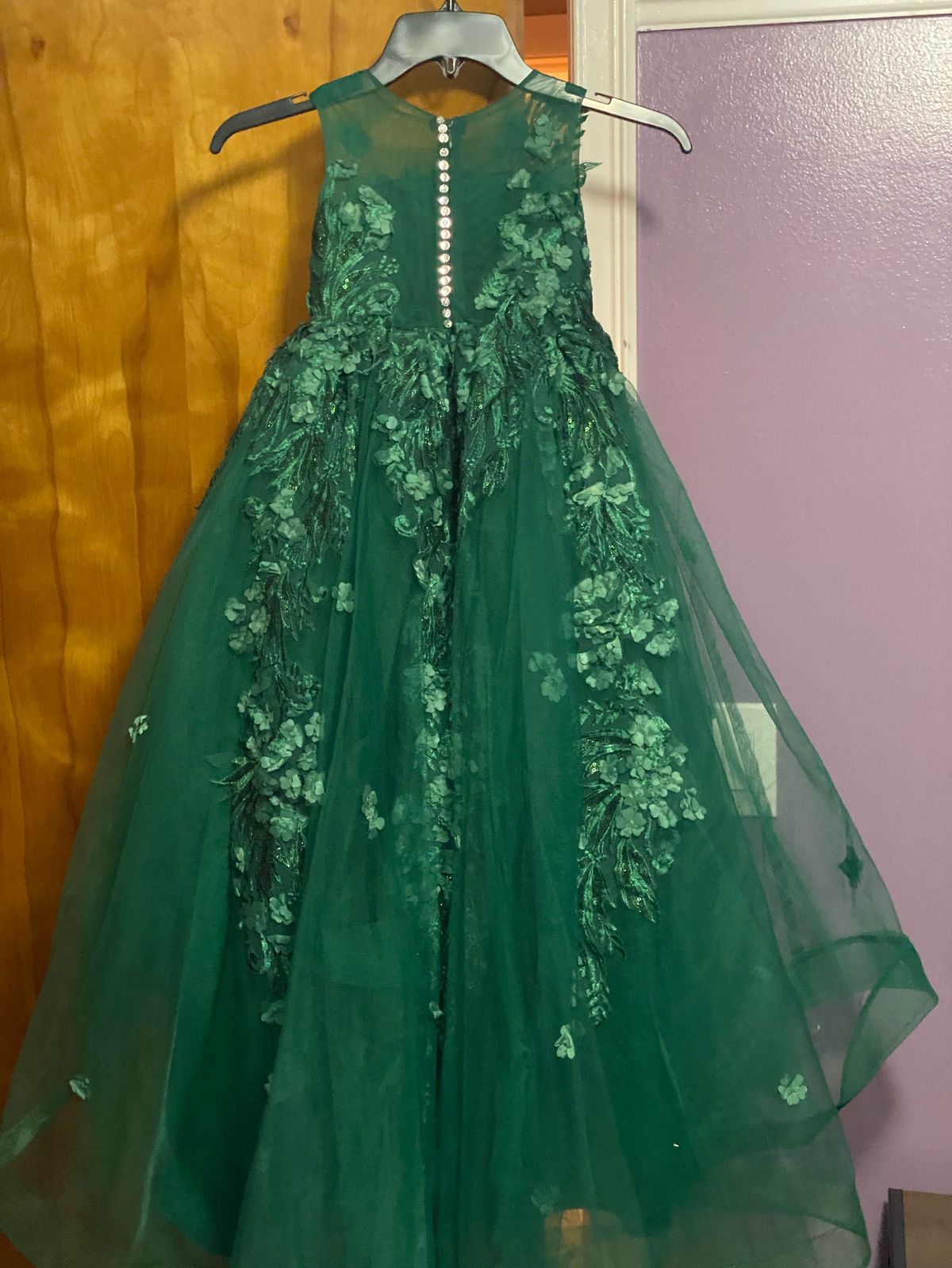 Girls Size 3 Wedding Guest Green Ball Gown on Queenly