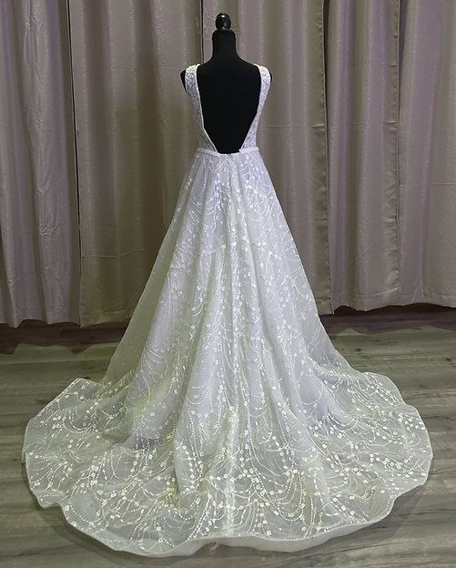 Style Q685 Custom Size 8 Wedding High Neck Lace White A-line Dress on Queenly
