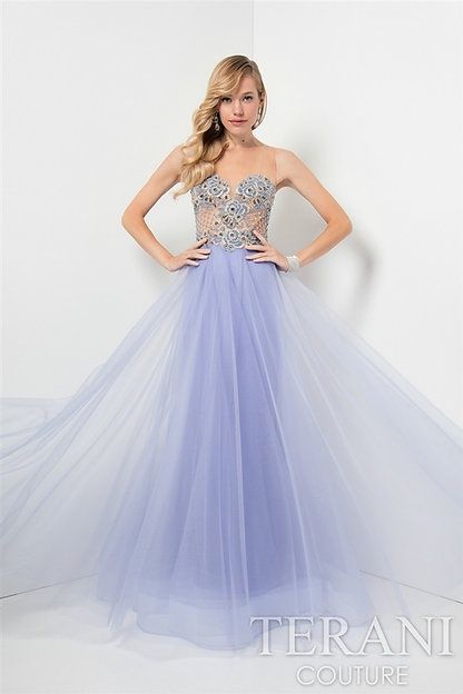 Style 1712P2456 Terani Couture Size 0 Prom Floral Purple A-line Dress on Queenly