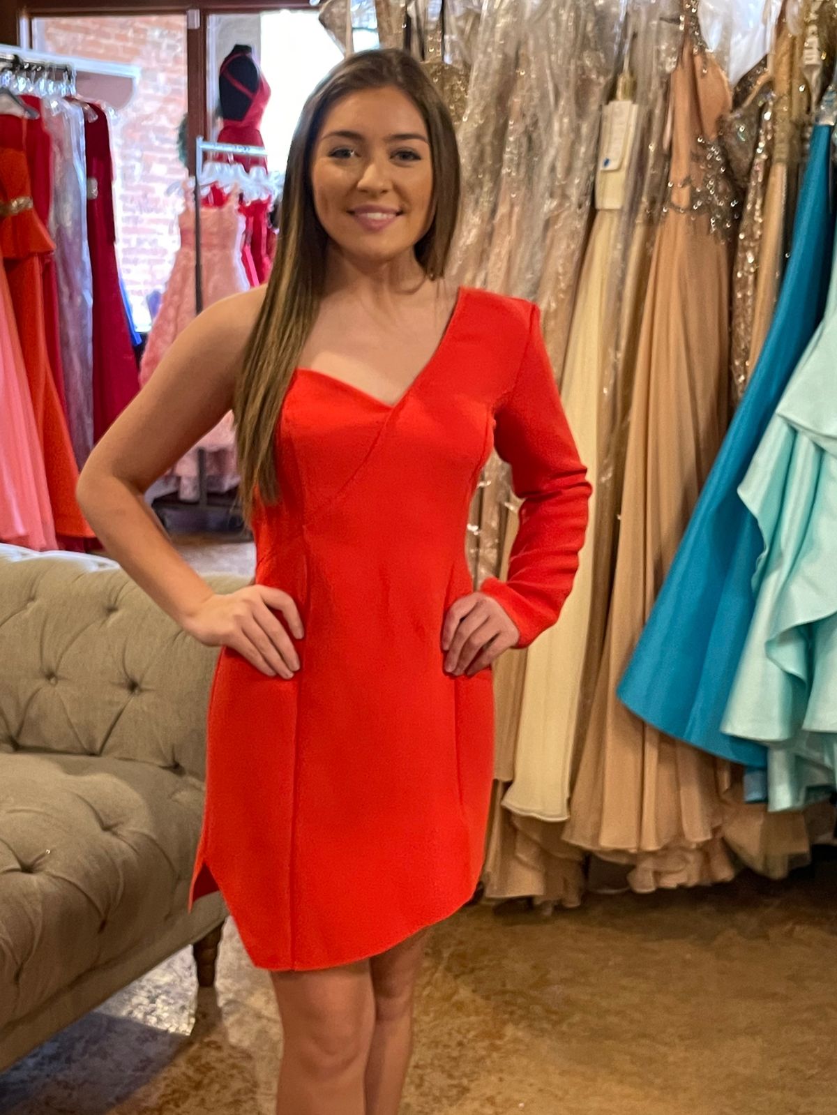 Size 4 Pageant Interview Orange Cocktail Dress on Queenly