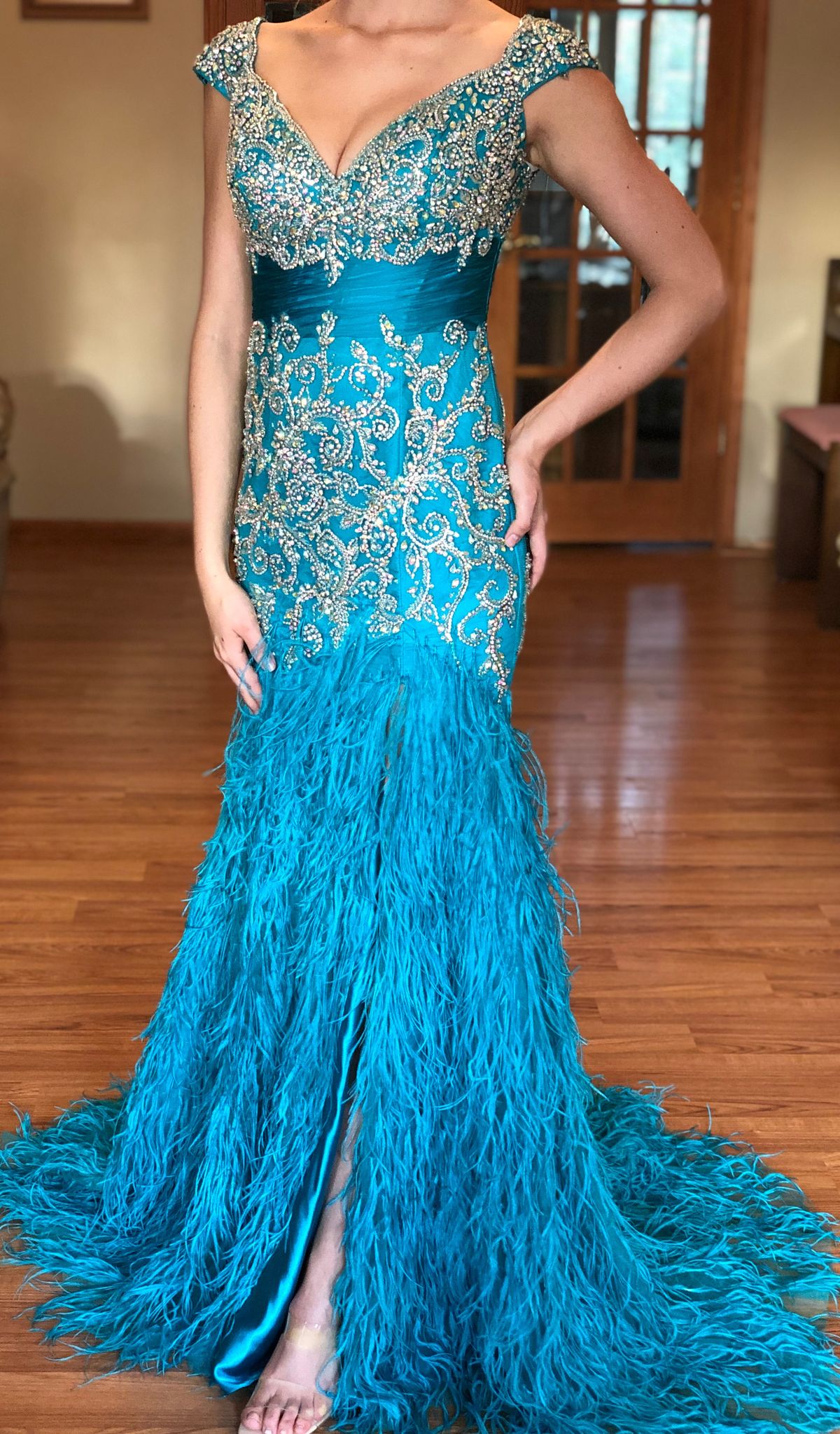 Mac Duggal Size 4 Pageant Blue Mermaid Dress on Queenly