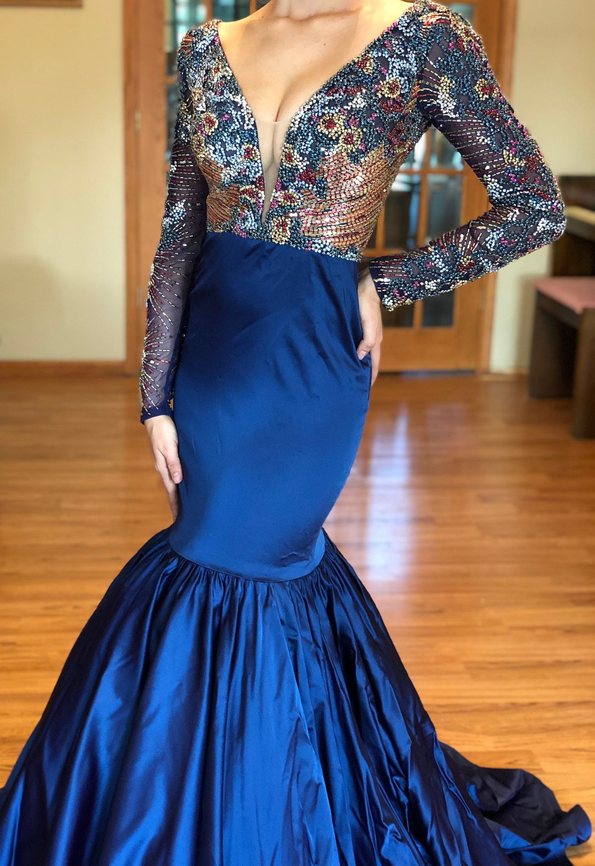 Sherri Hill Size 6 Pageant Navy Blue Mermaid Dress on Queenly