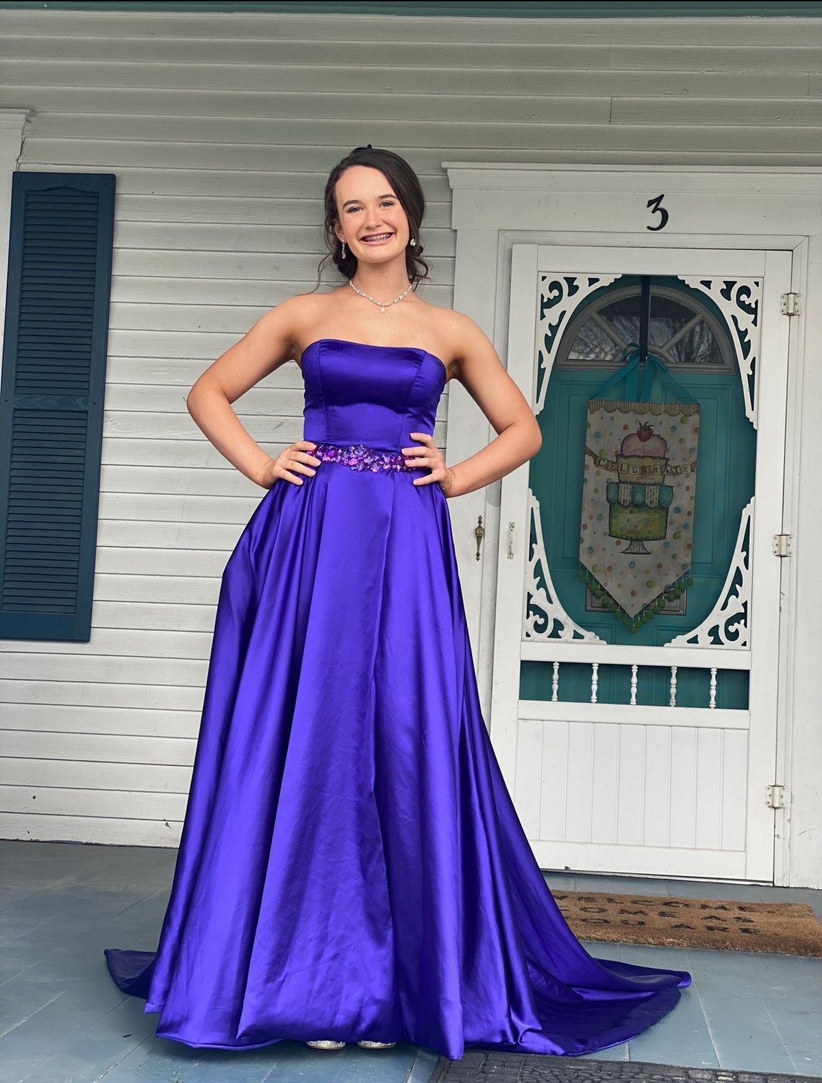 Sherri Hill Size 0 Prom Strapless Sequined Purple A-line Dress on Queenly