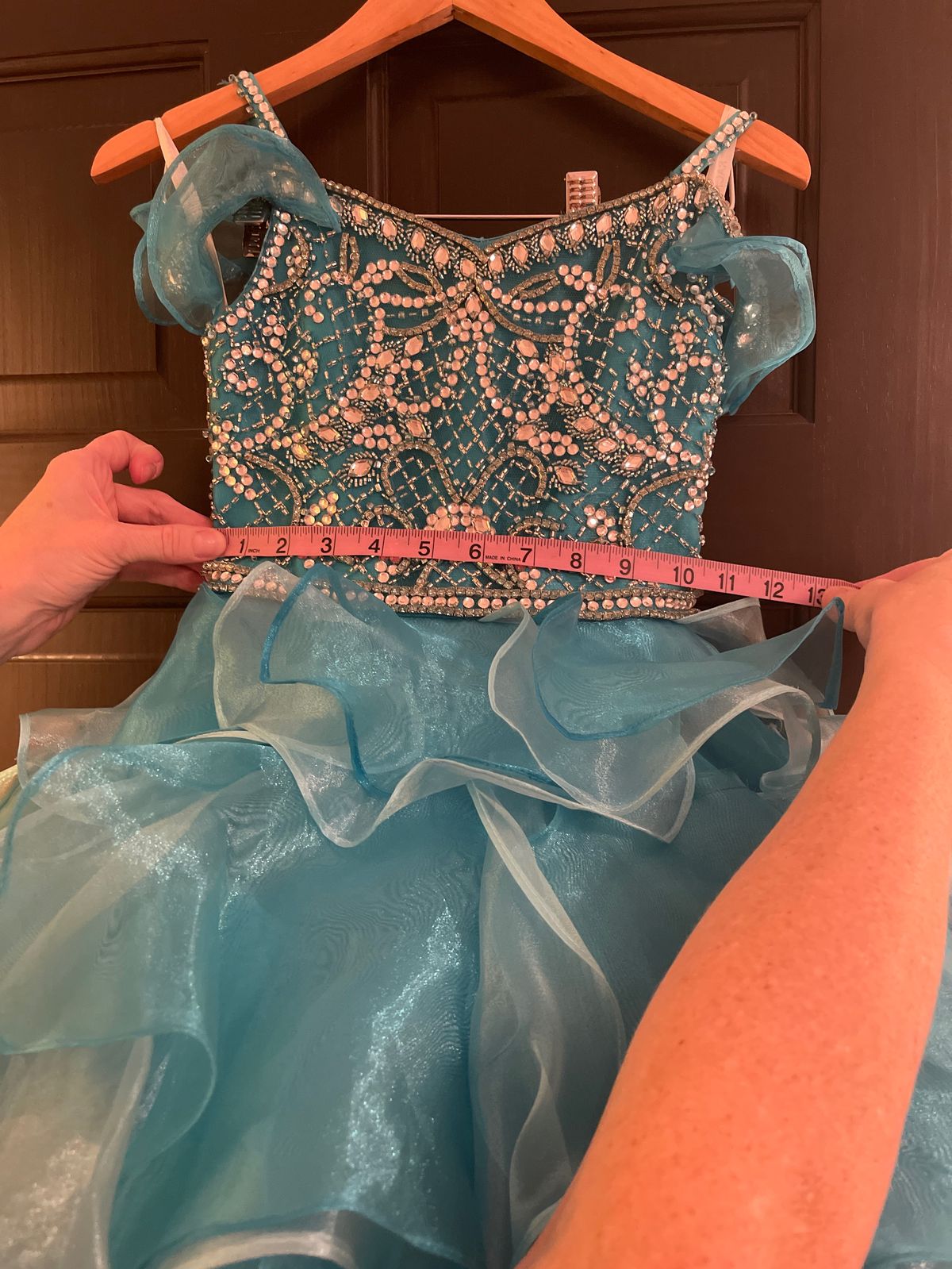 Rachel Allan Girls Size 5 Pageant Blue Ball Gown on Queenly