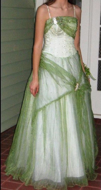 Riva designs Size 8 Prom Sequined Light Green Ball Gown on Queenly