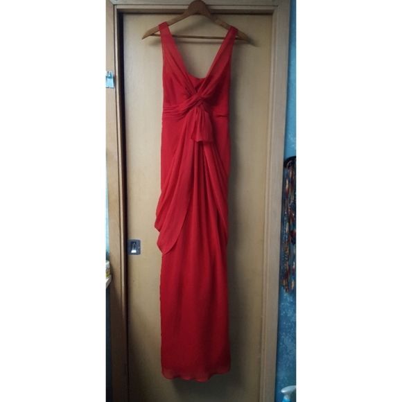 Vera Wang Size 2 Sheer Red Floor Length Maxi on Queenly