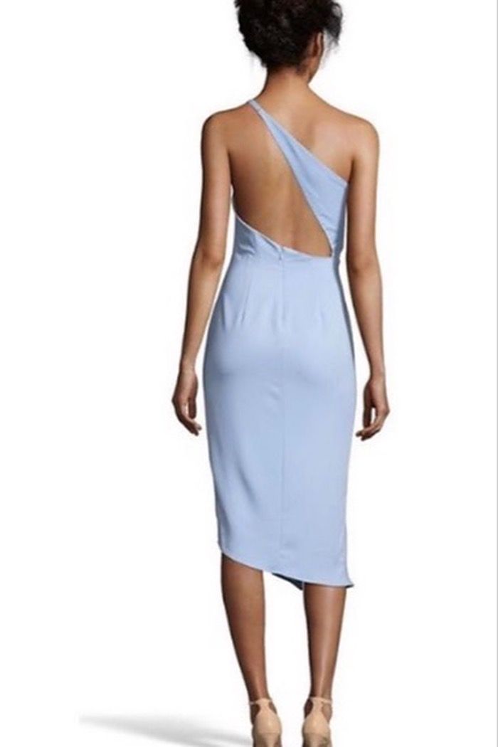 Style 11784 Issue New York Dress Size 2 Homecoming One Shoulder Light Blue Side Slit Dress on Queenly