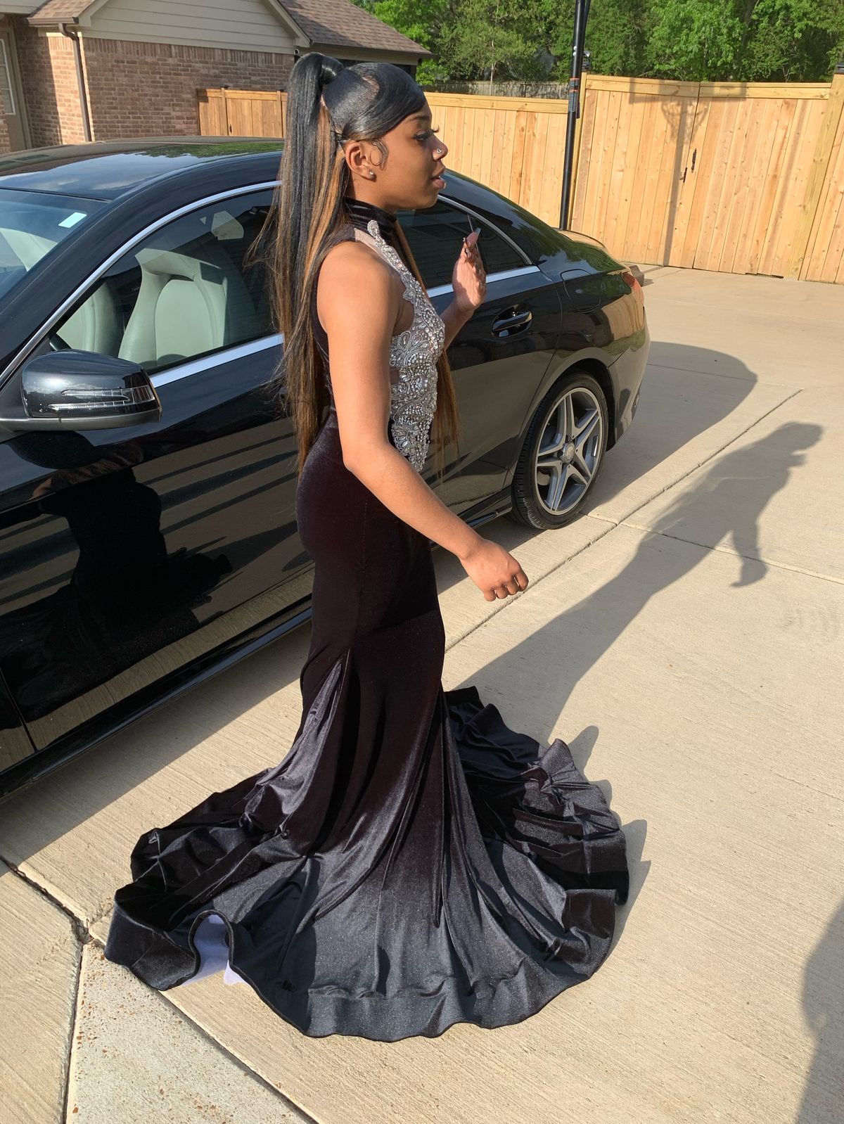 Size 2 Prom Black Ball Gown on Queenly