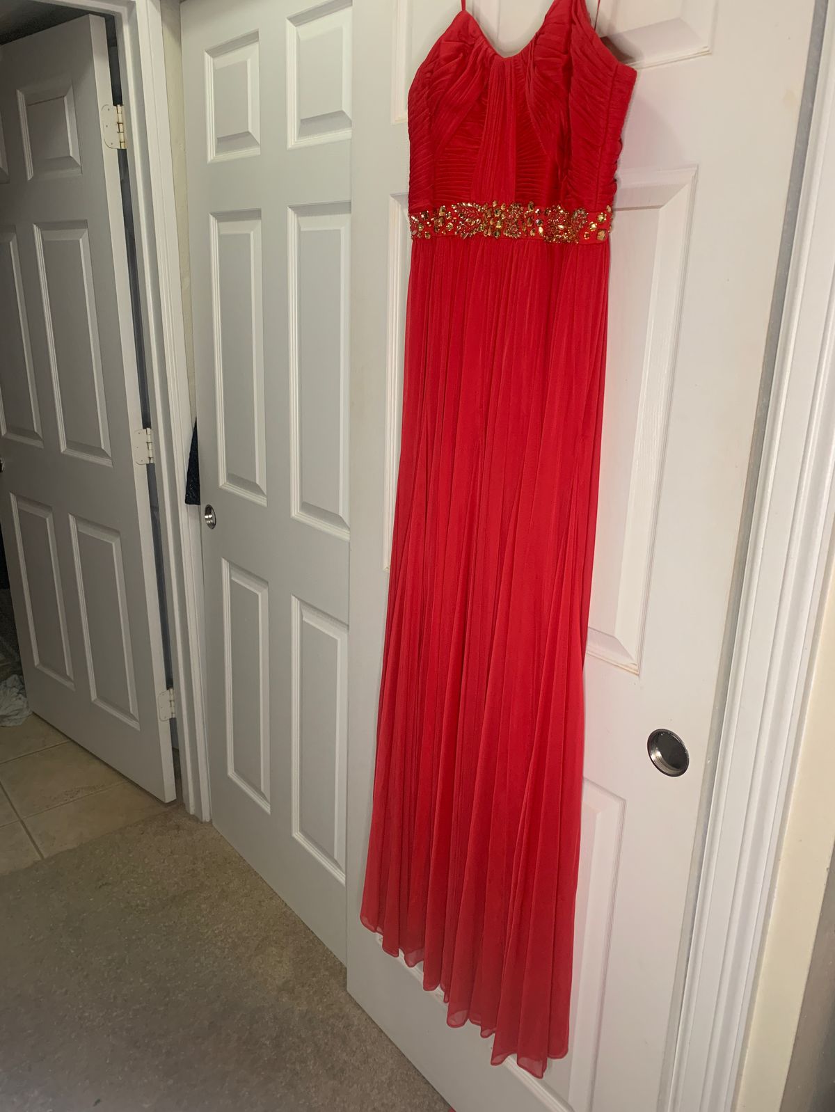 Adrianna Papell Size 14 Strapless Red A-line Dress on Queenly