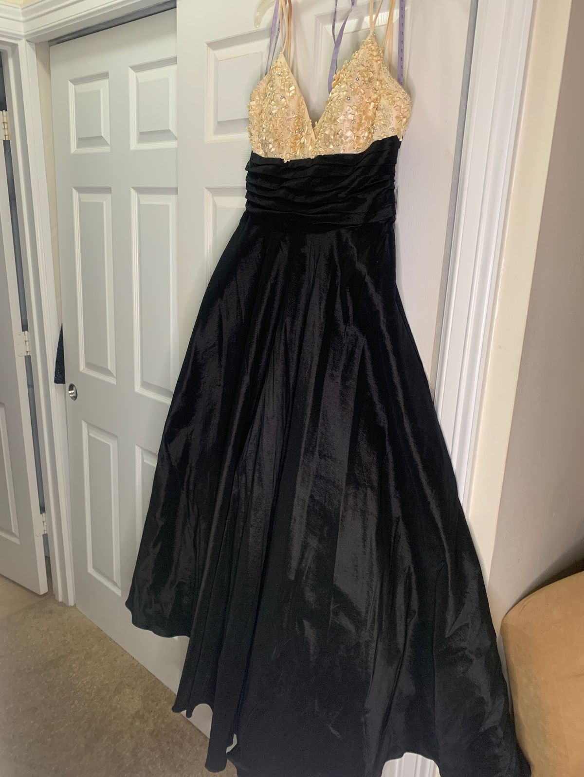 JS Collections Size 14 Satin Black Ball Gown on Queenly