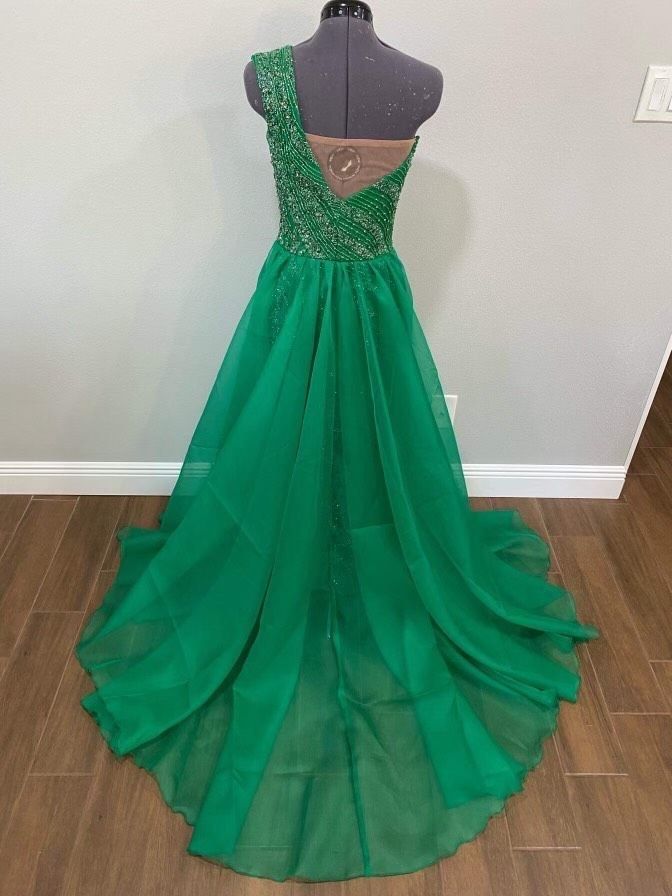 Caitlyn Kent Custom Size 0 Pageant Green Floor Length Maxi on Queenly