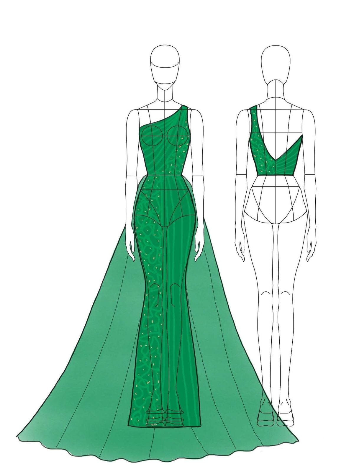 Caitlyn Kent Custom Size 0 Pageant Green Floor Length Maxi on Queenly