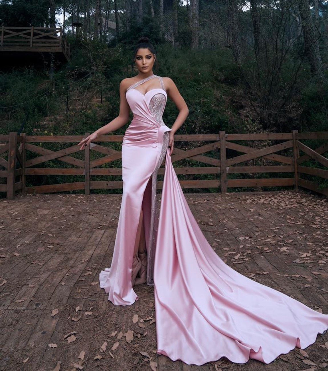 Catwalk Size 4 Prom One Shoulder Sequined Light Pink Side Slit Dress on Queenly