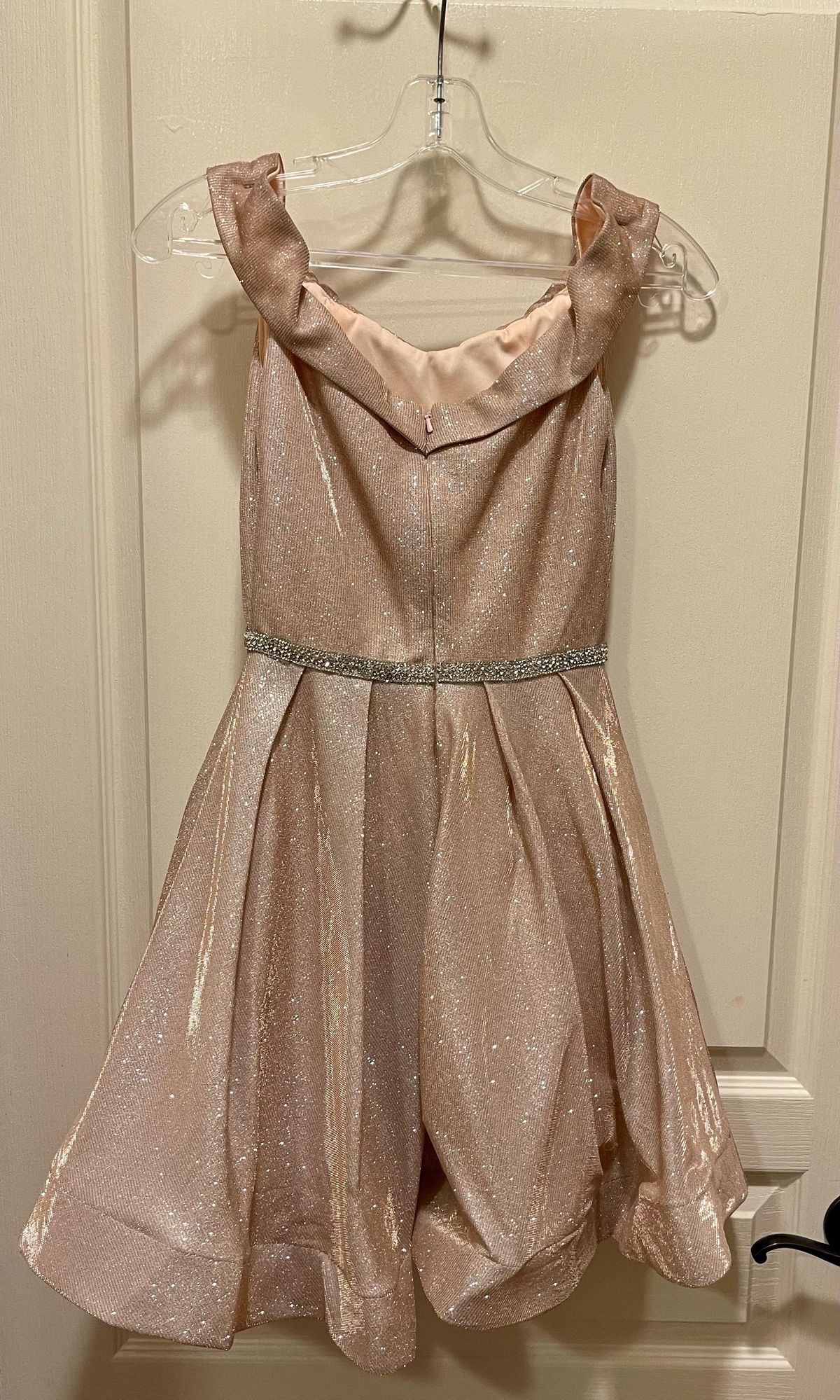 Girls Size 12 Pageant Nude A-line Dress on Queenly