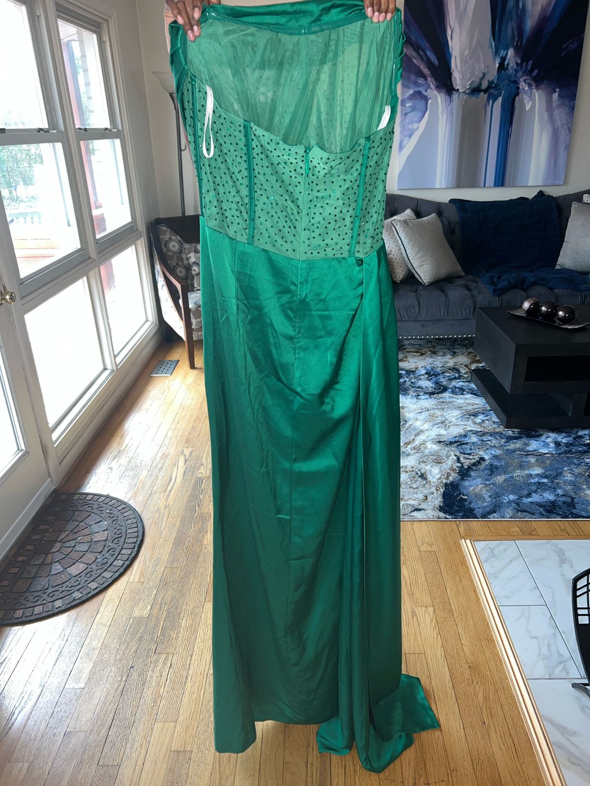 Size 14 Prom Green Side Slit Dress on Queenly