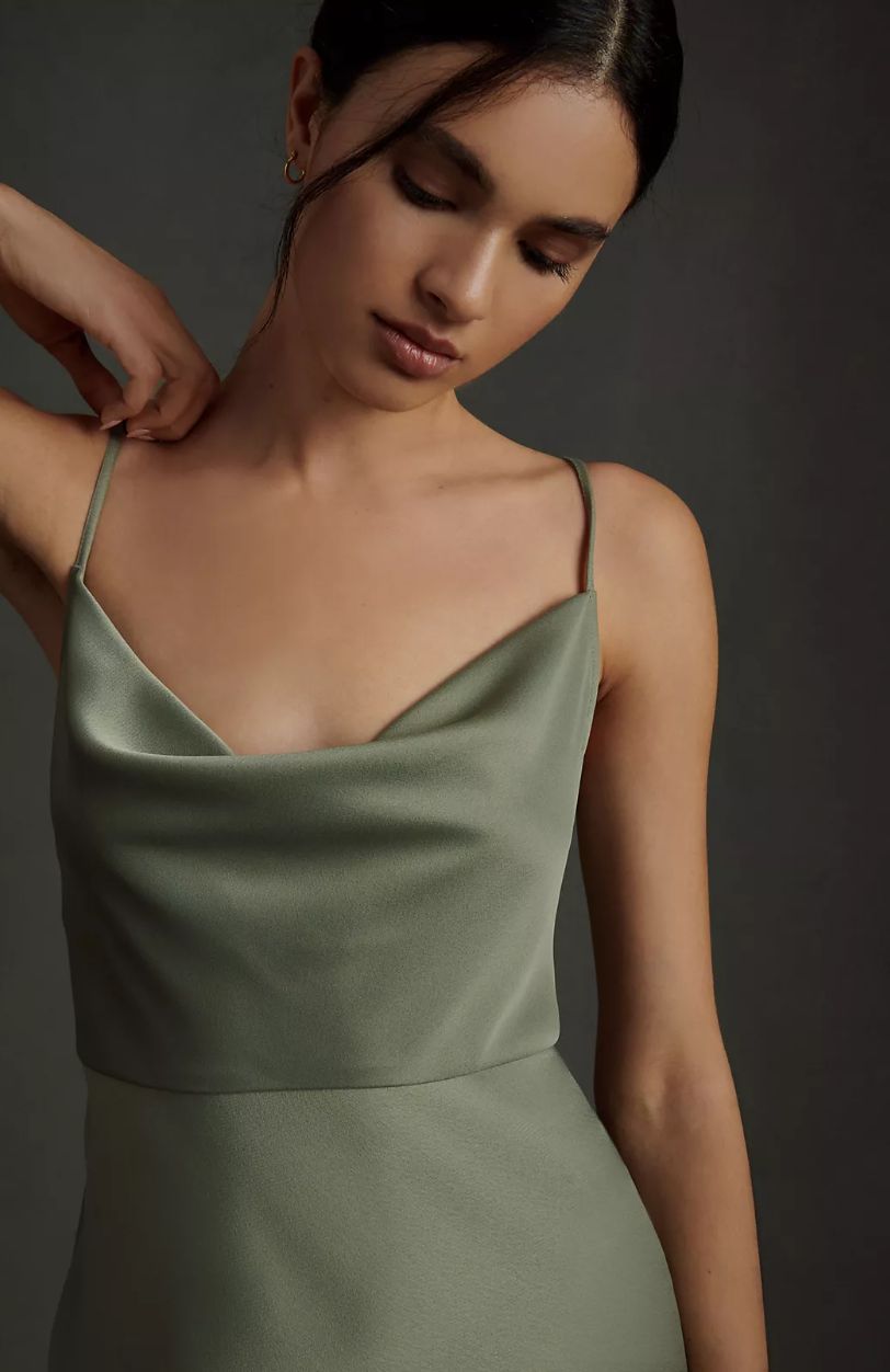 BHLDN Size 2 Bridesmaid Satin Green Cocktail Dress on Queenly