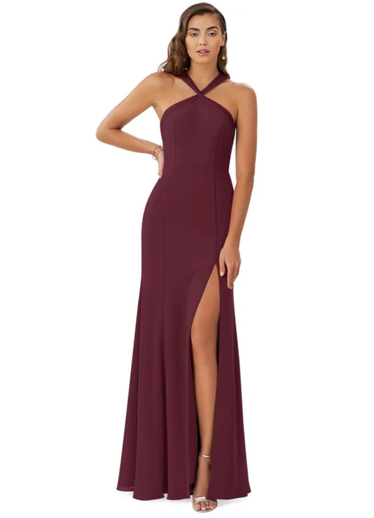Azazie Size 2 Bridesmaid Purple Side Slit Dress on Queenly