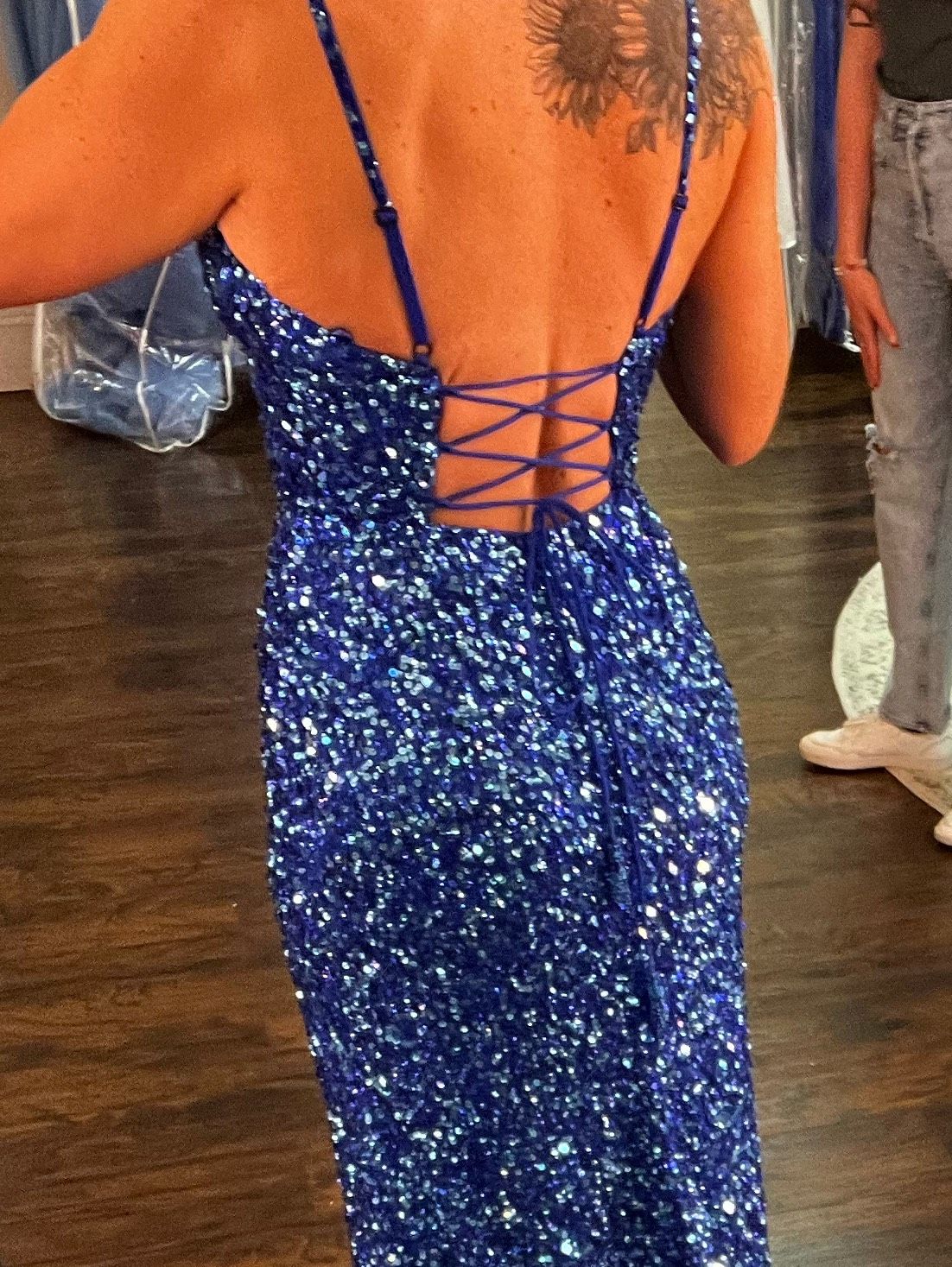 Ashley Lauren Size 8 Prom Blue Side Slit Dress on Queenly
