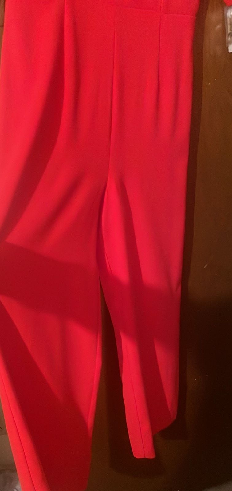 Gianni Bini Size 8 Wedding Guest Red Formal Jumpsuit on Queenly