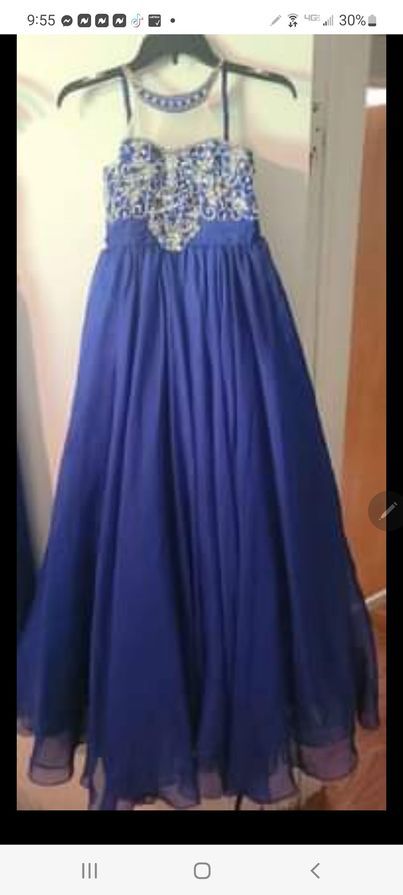 tiffany Girls Size 12 Blue Ball Gown on Queenly