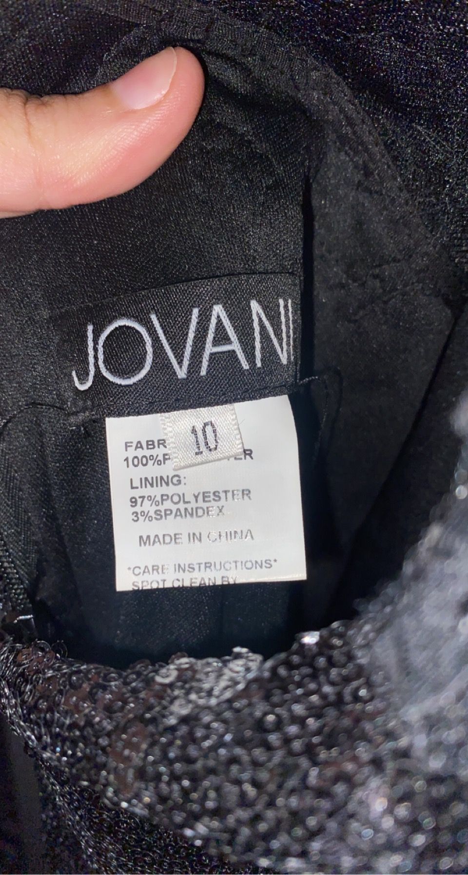 Jovani Size 10 Prom Plunge Lace Black Side Slit Dress on Queenly