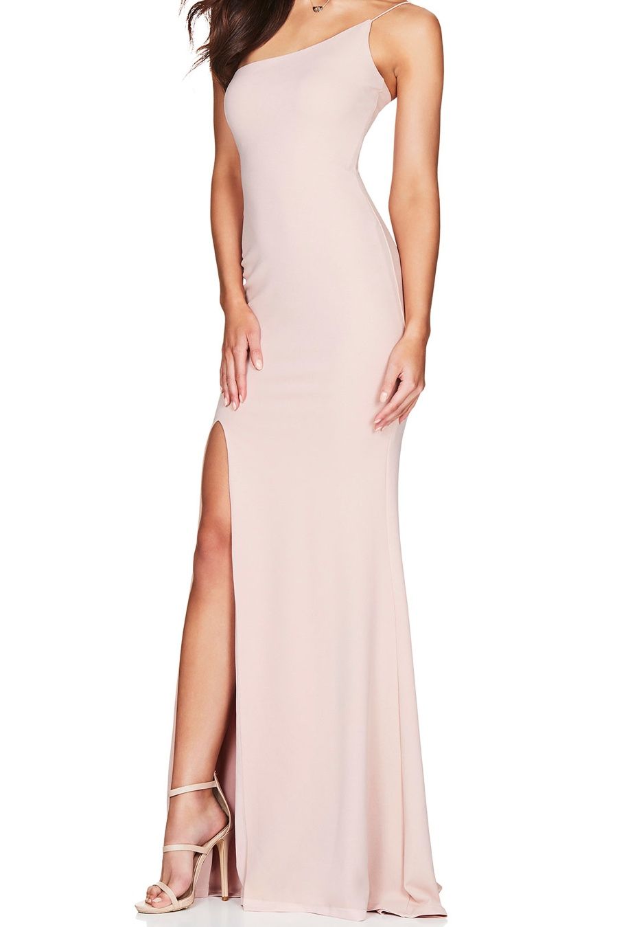 Style NSO1928 Nookie Size 0 Prom One Shoulder Rose Gold Side Slit Dress on Queenly