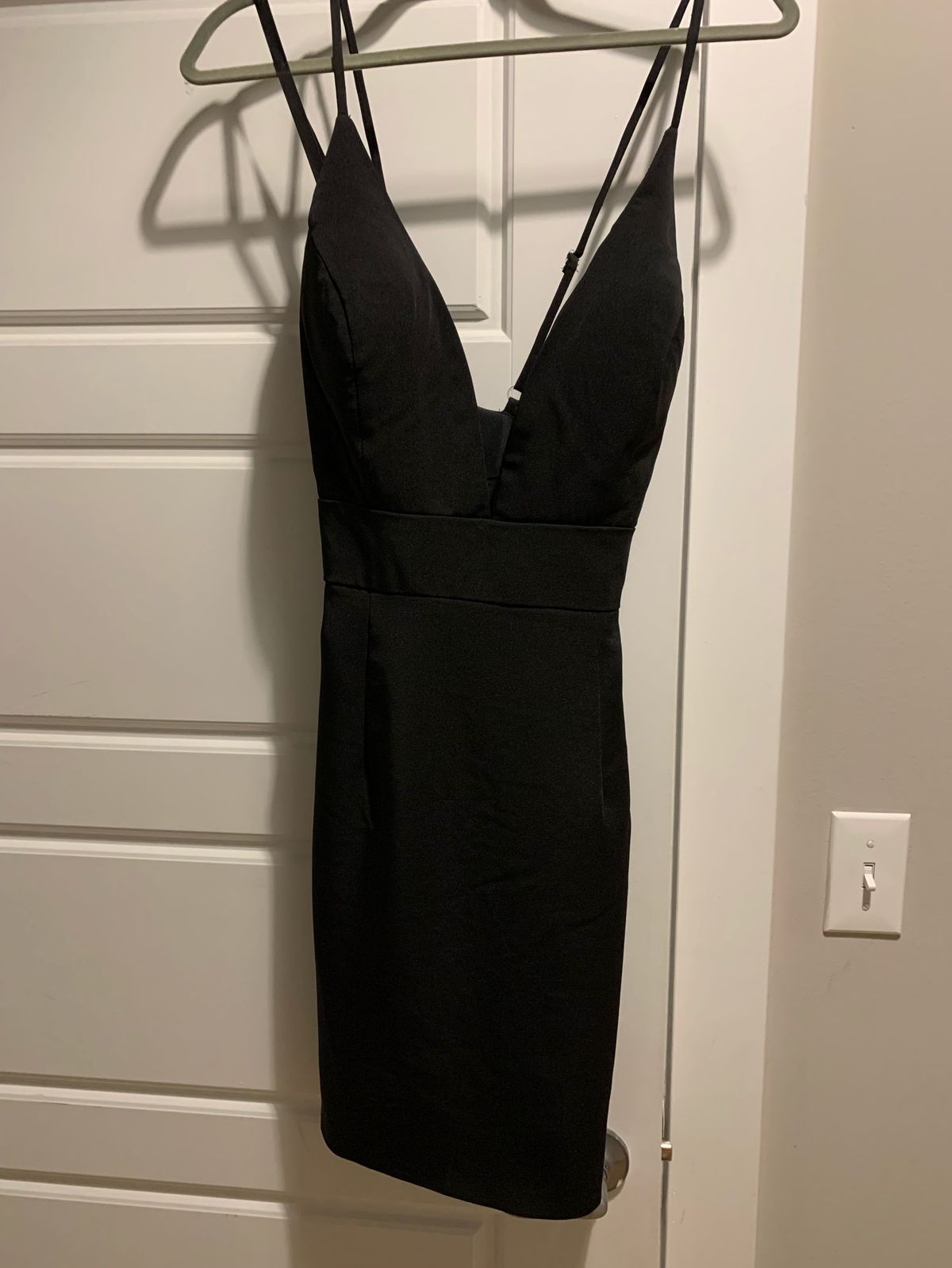 Jovani Size 10 Homecoming Satin Black Cocktail Dress on Queenly