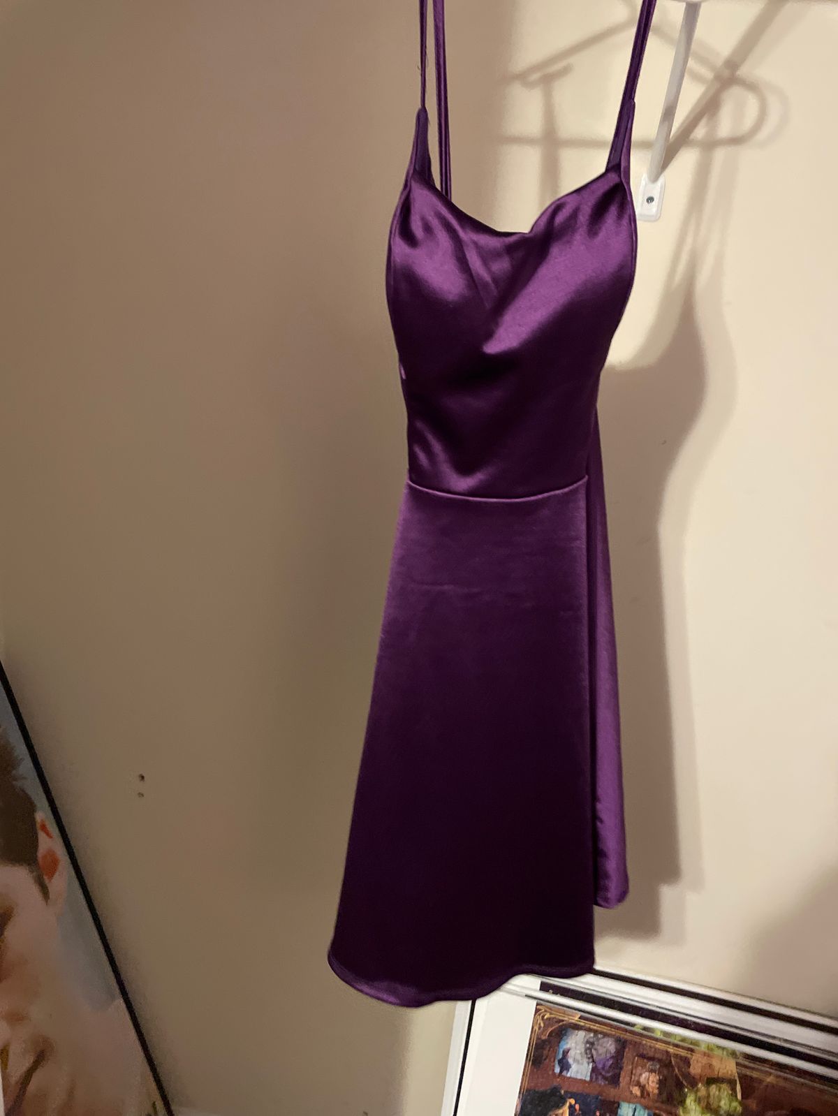 Size 14 Prom Satin Purple Ball Gown on Queenly