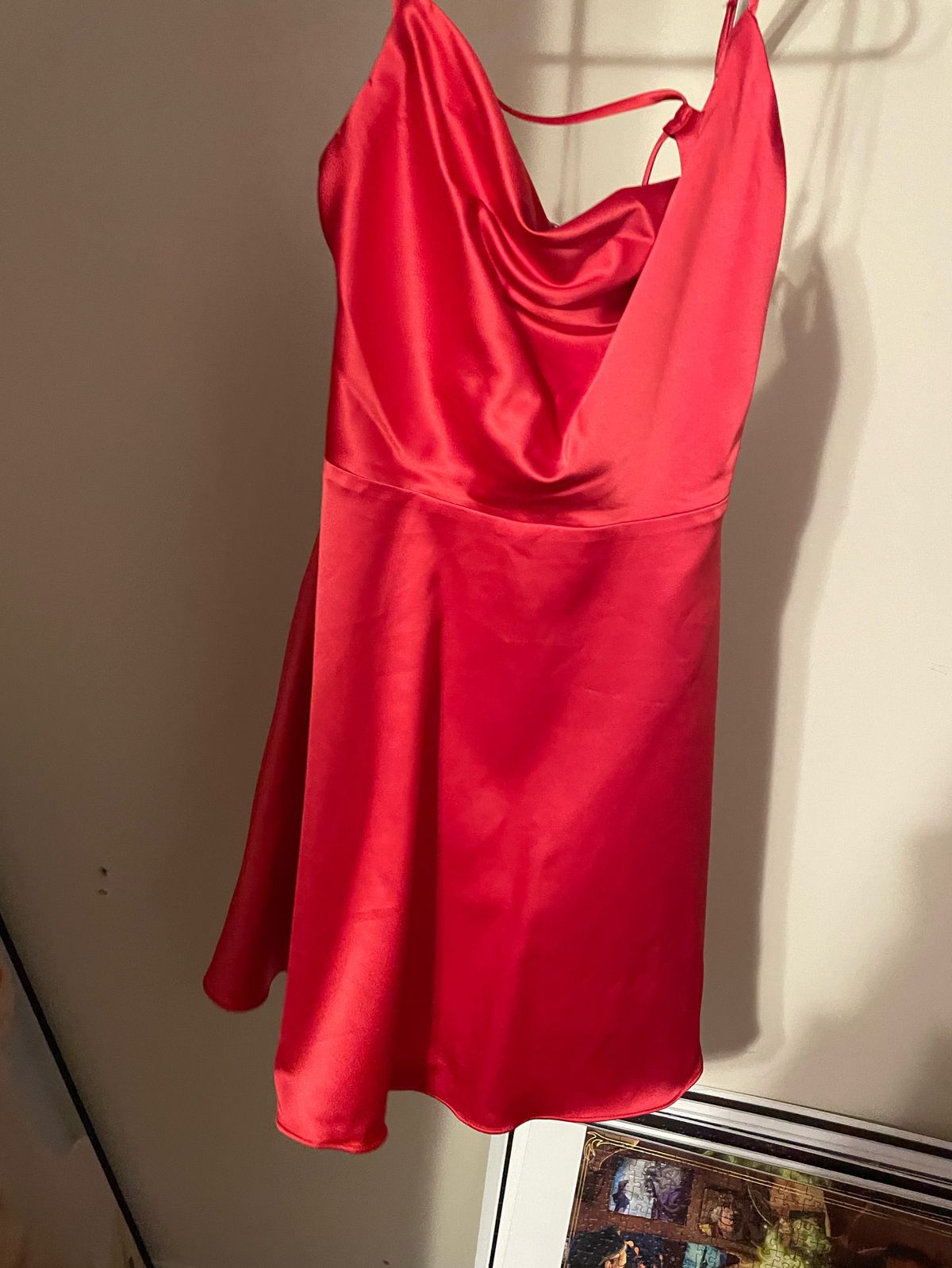 Size 12 Satin Red A-line Dress on Queenly