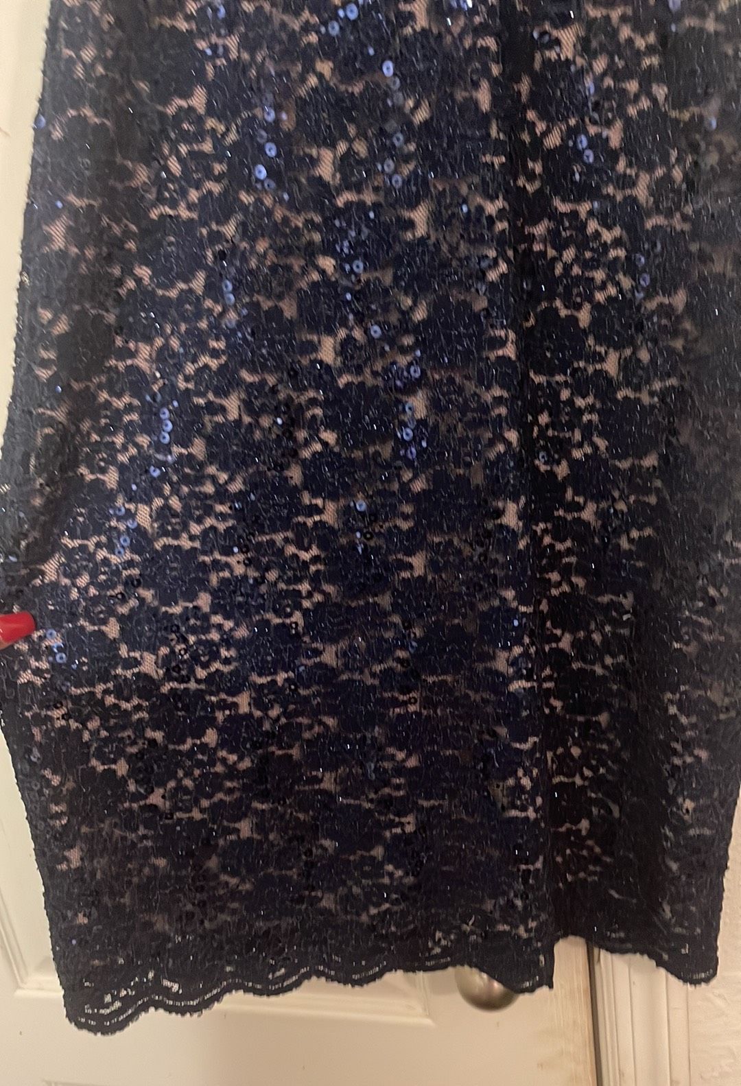 Size 12 Lace Navy Blue Cocktail Dress on Queenly