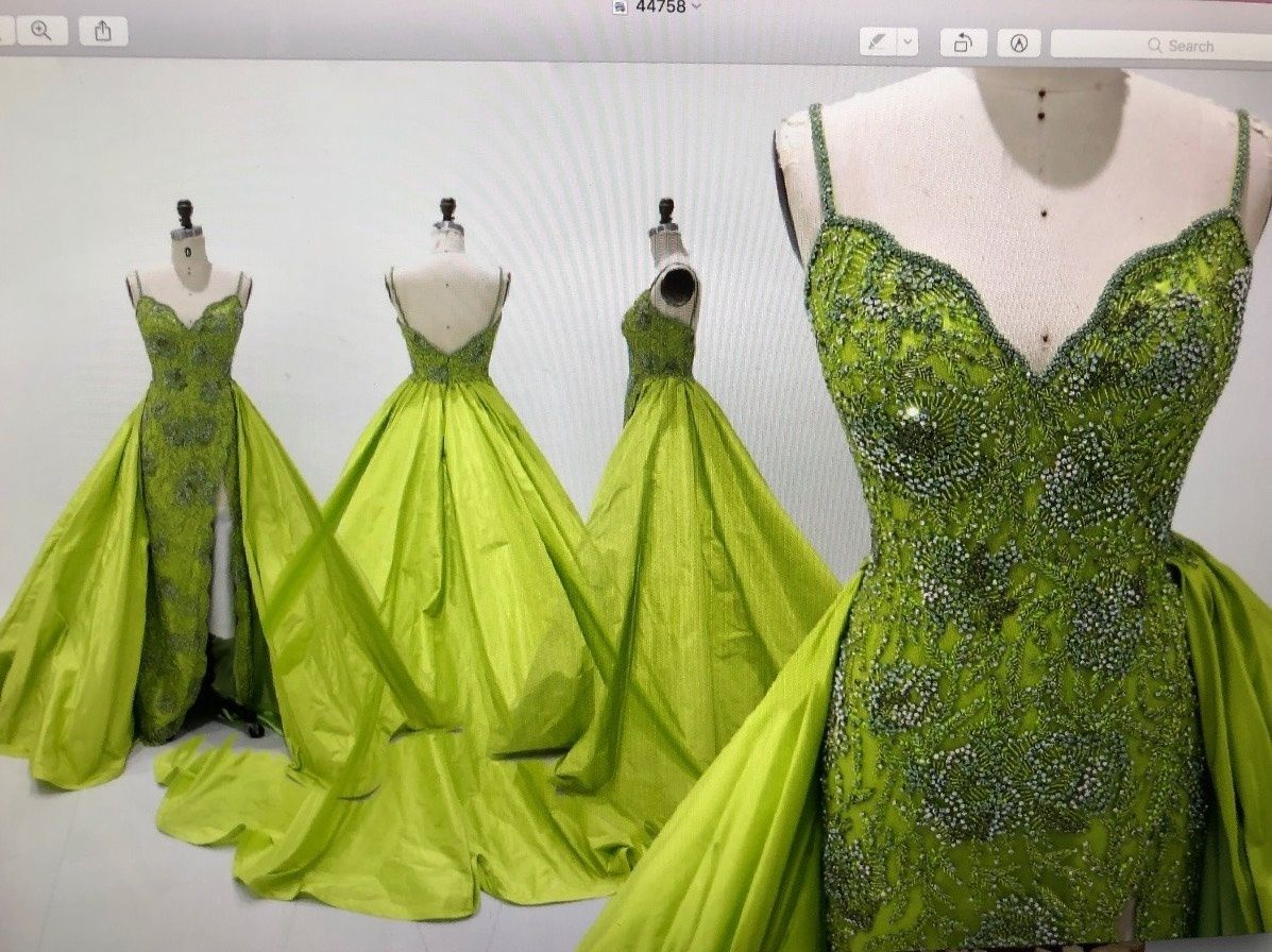 Sherri Hill Size 2 Pageant Plunge Sequined Lime Green Side Slit Dress on Queenly