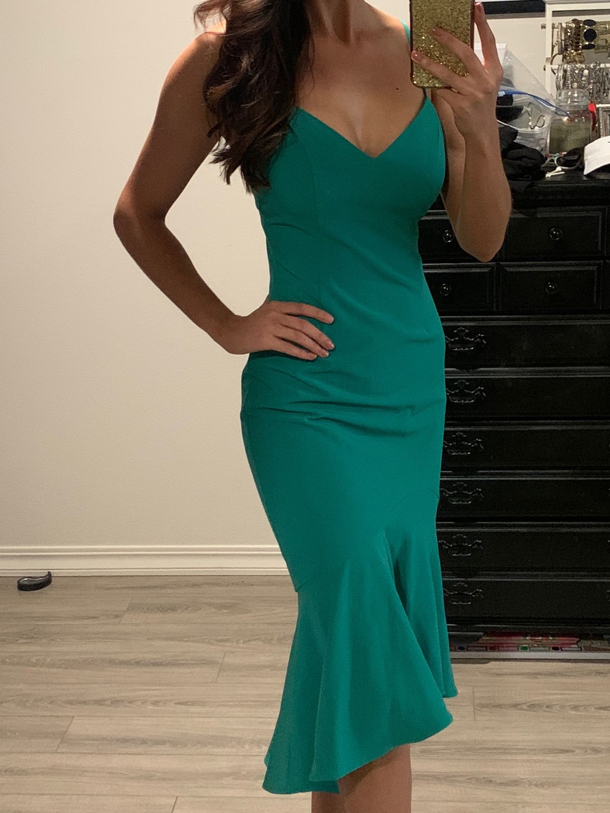 Bardot Size 6 Plunge Green Cocktail Dress on Queenly