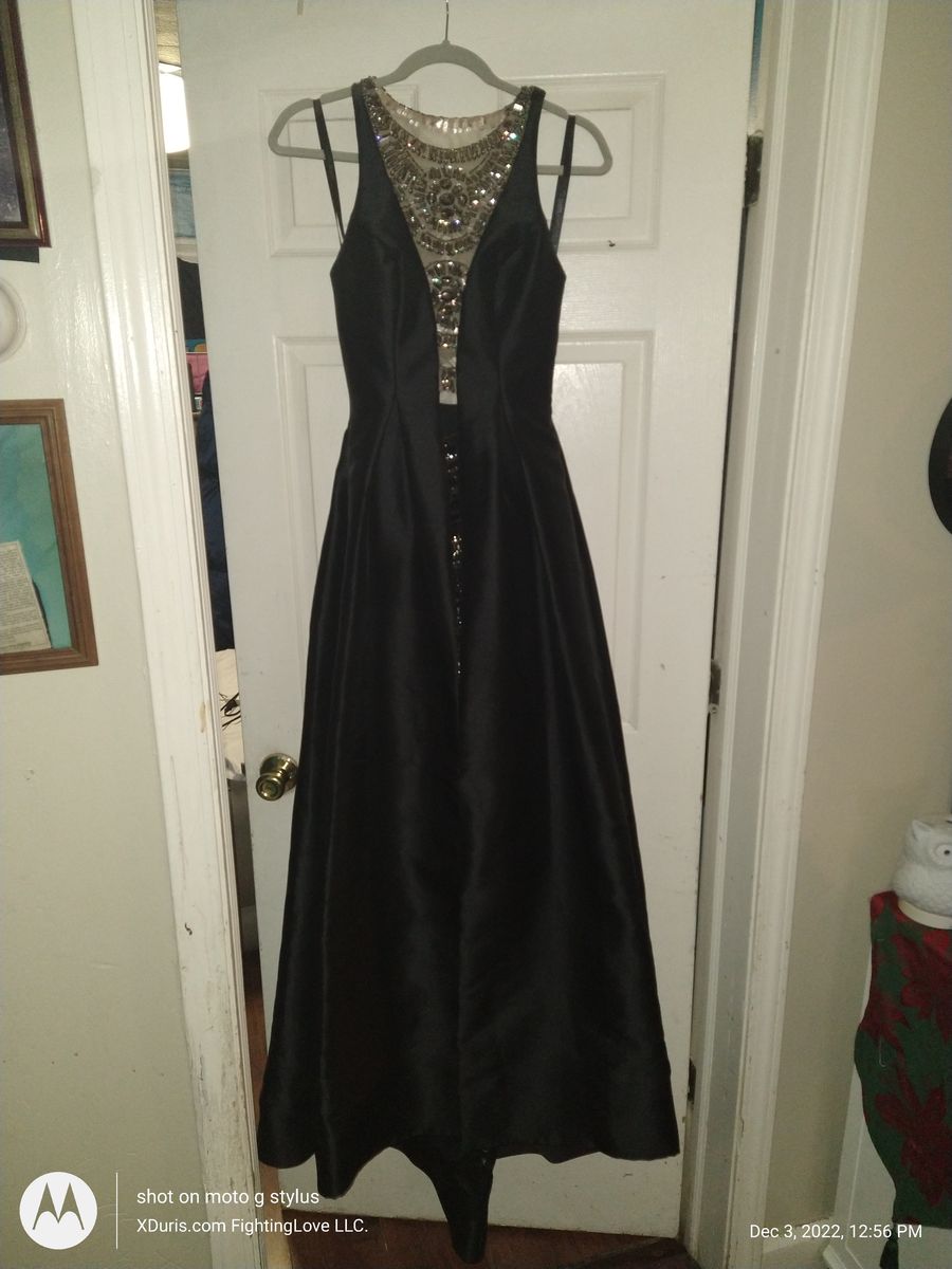 Rachel Allan Size 2 Bridesmaid Sequined Black Formal Jumpsuit on Queenly