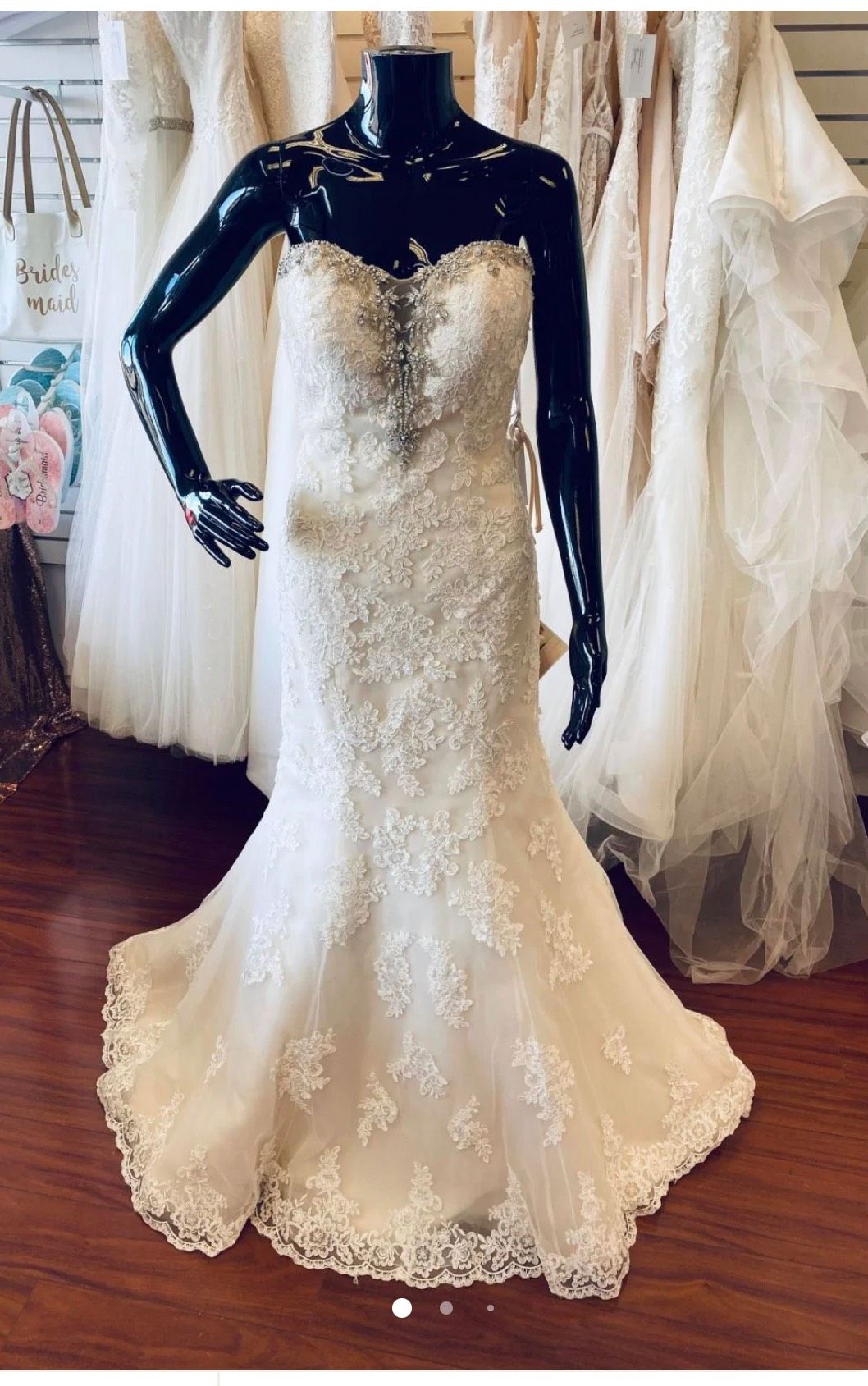 Style 6119 Stella York Size 10 Wedding Strapless White Mermaid Dress on Queenly