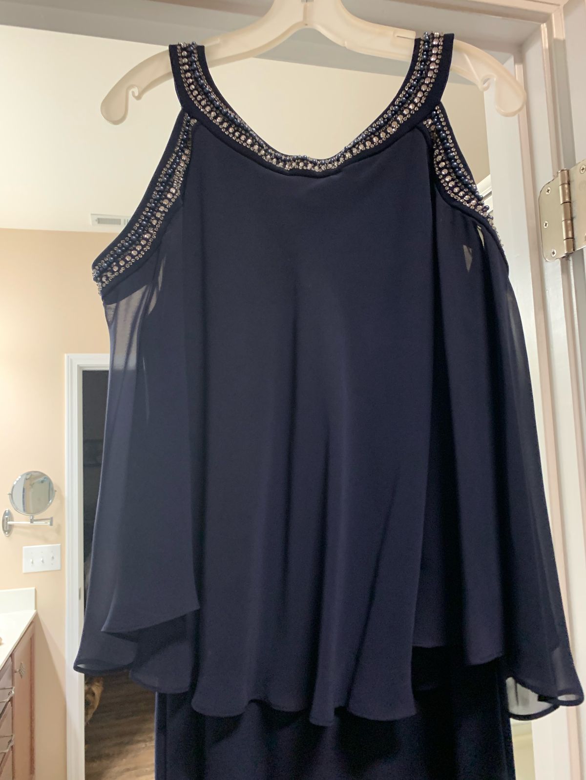 Plus Size 16 Navy Blue Ball Gown on Queenly