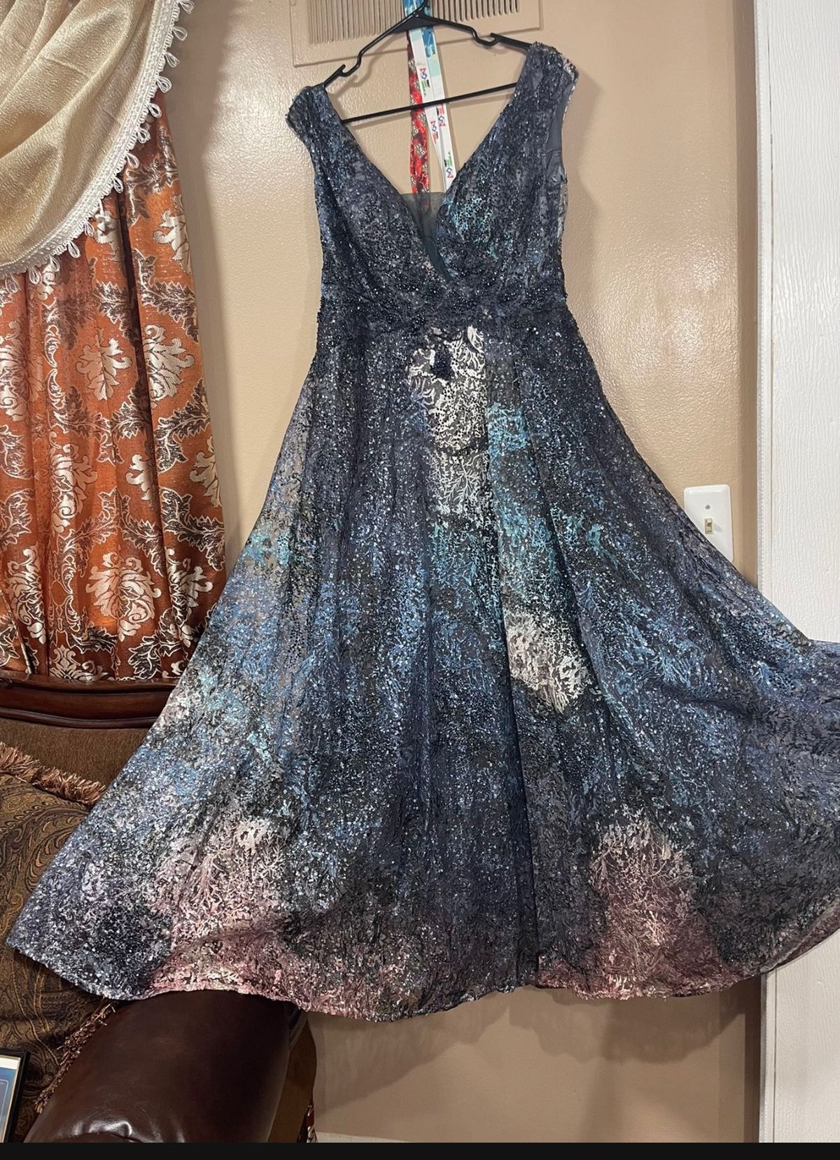 Size 12 Prom Blue Dress With Train on Queenly