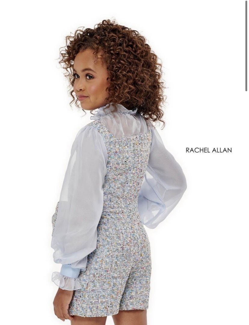 Rachel Allan Girls Size 8 Pageant Blue Formal Jumpsuit on Queenly